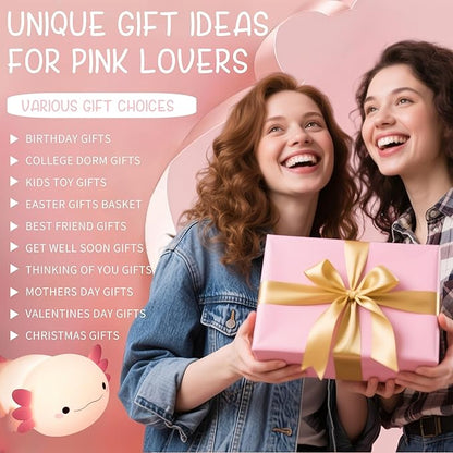 YR YRHH-PET Axolotl Cute Night Light, Kids Squishy Rechargeable Axolotl Lamp, Mom Mothers Day Gifts, Girl Bedside Animal Nightlight, Dimmable Silicone LED Toy Pink Light, Baby Nursery Kawaii Décor