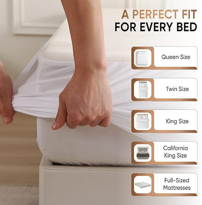 Waterproof Organic Mattress Protector Twin Size – Soft OCS Certified Organic Cotton Surface Mattress Cover – Noiseless & Breathable 250 GSM Mattress Pad – Deep Pocket Fitted Design