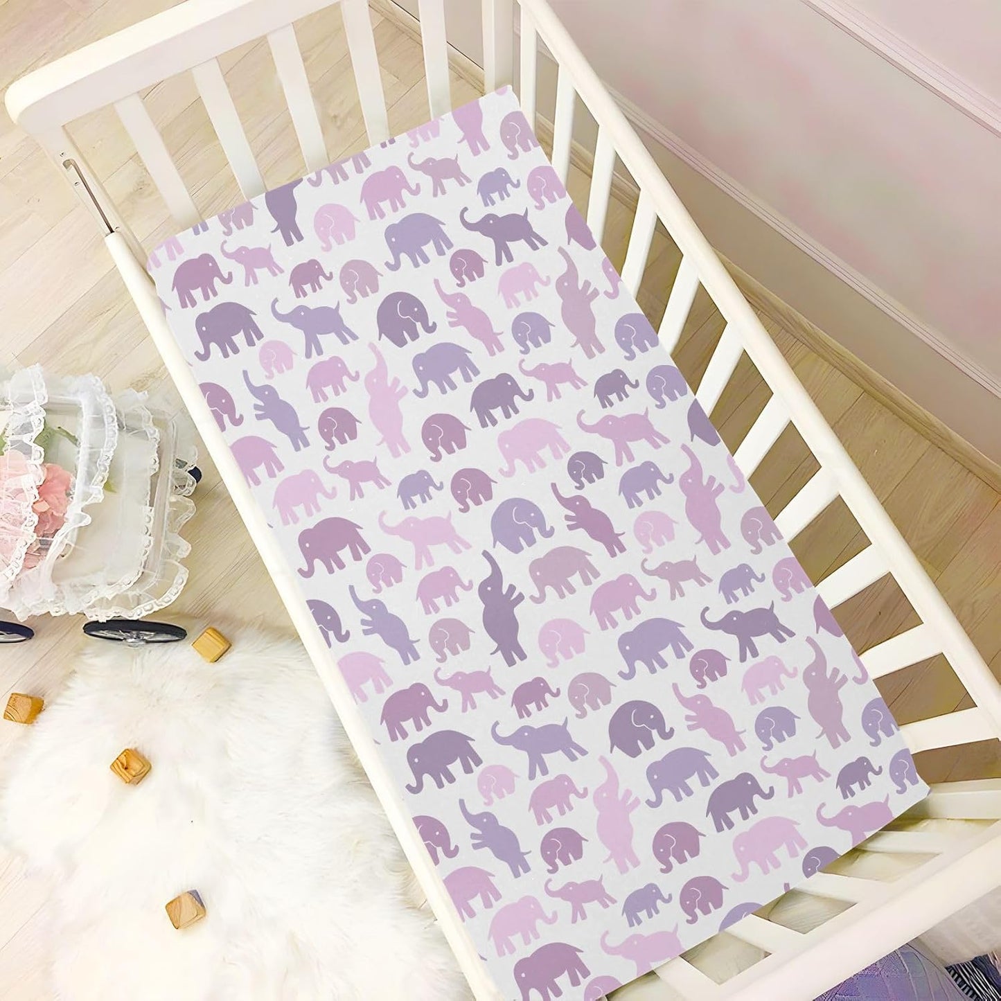 Fitted Crib Sheets Cactus and Floral Stretchy Portable Playard Sheets for Baby Toddler, Breathable Soft Mini Crib Mattress 52 x 28 in for Boys and Girls