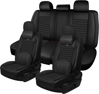 Seat Covers Fit for Mini Convertible 2009-2025 Premium Leather Car Seat Covers, Waterproof Non-Slip and Airbag Compatible, Fashion Car Seat Protector (Black Red,Front Set with Pillow)