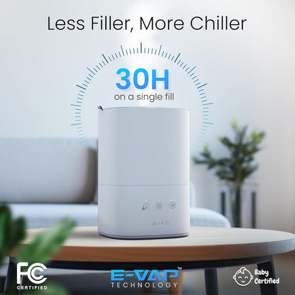 MIKO Ultrasonic Humidifiers for Bedroom Baby - Pre Filter, Wifi App controlled, Auto Mode, No Leak Design, Sleep Mode, Built-in Timer, Humidifier for Babies & Home