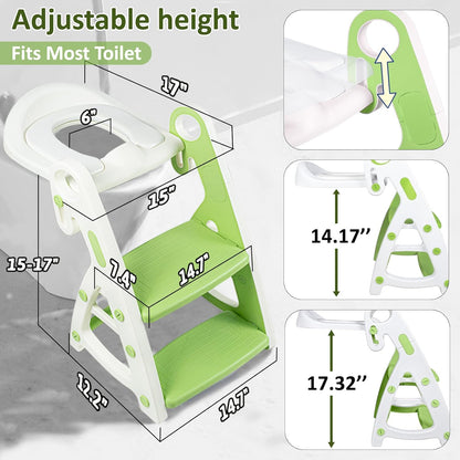 Potty Training Seat, Primlect Upgrade Ultra-Stable Toddler Toilet Seat for Kids Boys Girls, 2 in 1 Potty Training Toilet with Step Stool, Adjustable Seat and Ladder, Non-Slip Pad, Splash Guard (Grey)