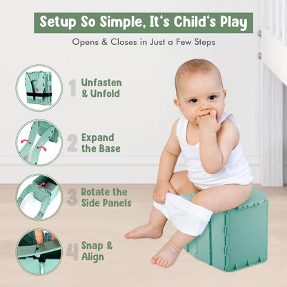 Teo - Portable Toddler Travel Potty – Foldable, Lightweight, Leak-Proof Toilet for Kids with Travel Bag & Disposable Liners – Compact Potty Chair for Home & On-the-Go Use (Sailboat Blue)