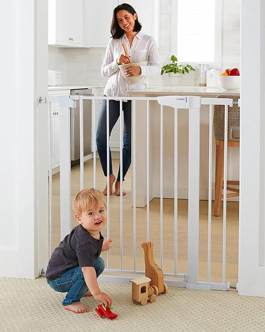 Cumbor 36" Extra Tall Baby Gate for Stairs, 29.7-40.6" Wide Dog Gate for Doorways, Pressure Mounted Auto-Close Pets Gates for Dogs Indoor, Durable Safety Child Gate, Mom's Choice Awards Winner, White