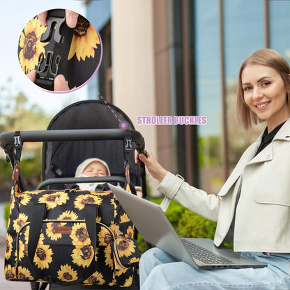 Tuwubi Diaper Bag Tote,Baby Diaper Bag with Pacifier Case Large Travel Diaper Tote Caddy for Mom and Dad Multifunction Large Baby Bag - M-Pink