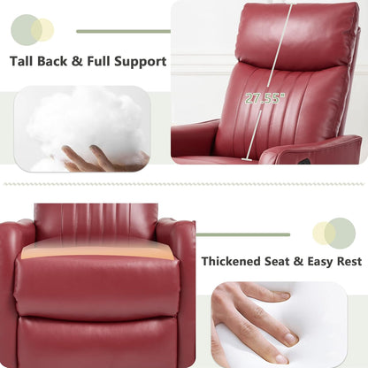 cinkehome Swivel Rocker Recliner, Glider Rocker Recliner Chair for Nursery, Manual Reclining Chair with Heated Massage, Small Spaces, Living Room, Khaki Chenille