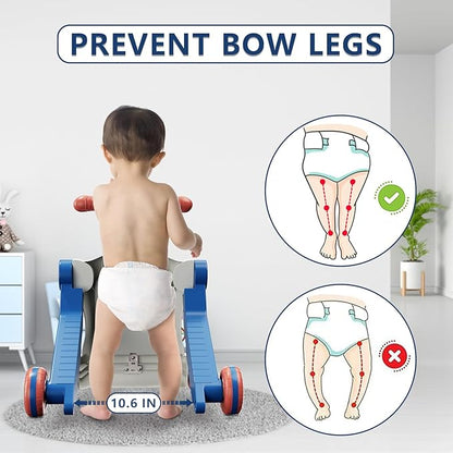HYES 5 in 1 Baby Push Walker for Baby Boy, Activity Center Learning to Walk, Sit to Stand, Early Learning Push Toys for Infant 12 Months, Walking Toys Gift for Toddler Boys, Blue
