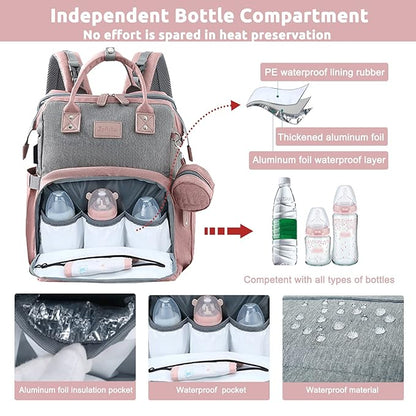 JOLLITO Baby Diaper Bag Backpack with Changing Station, Large Capacity, Stroller Straps and USB Charging Port, Baby Registry Search for Boys & Girls