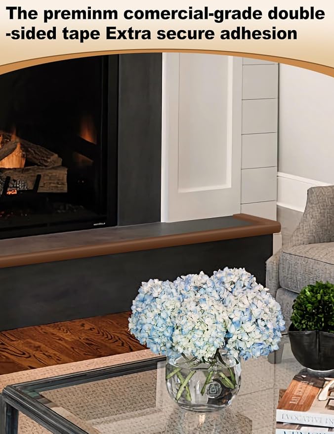 Foam Corner Protector for The Fireplace Hearths Edge and Corner Guard, with Retardant Materials Foam Safety Bumpers Baby Proofing (Coffee)