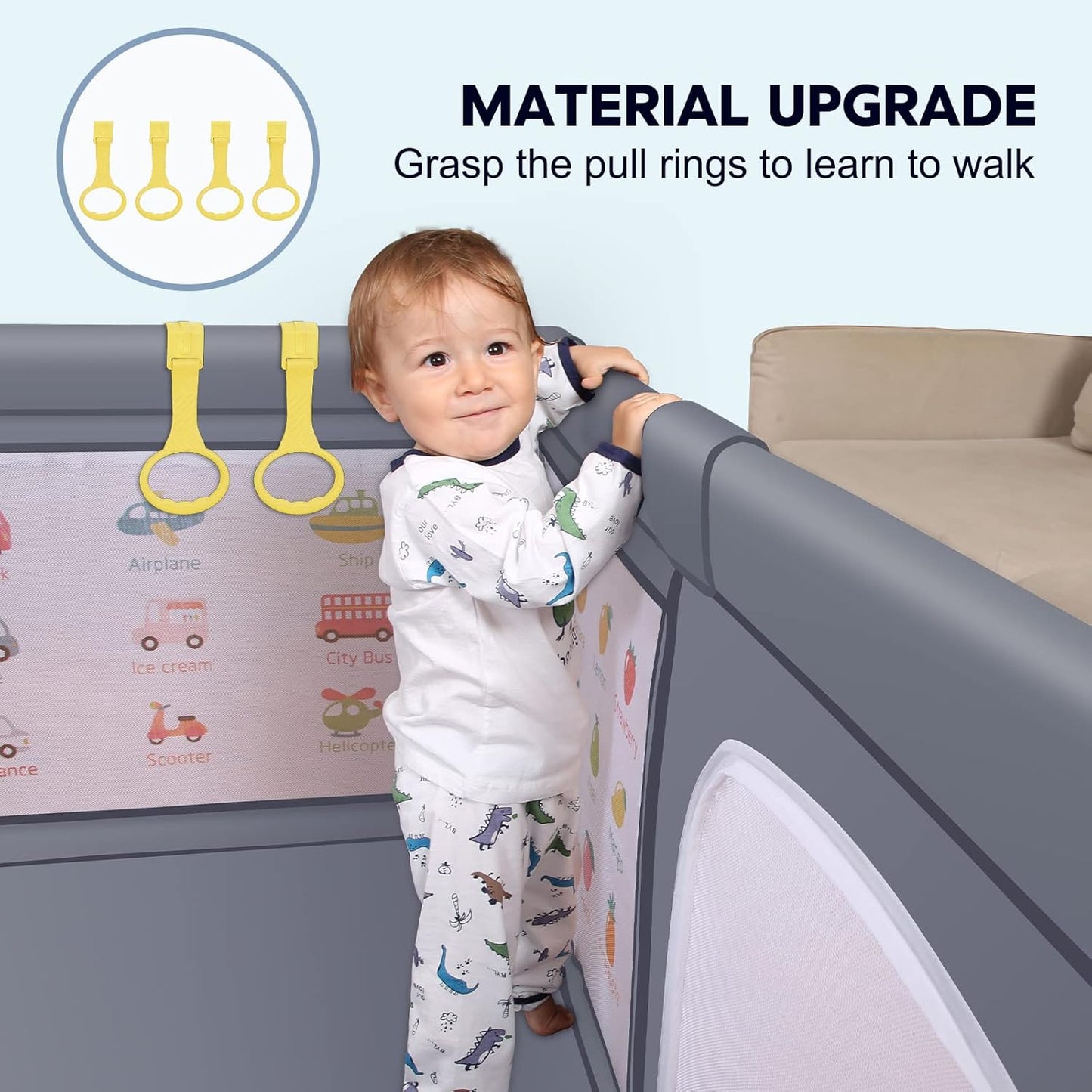Premium Baby Playpen with Mat, 71x60 Inches Extra Large Playpen for Babies and Toddlers, Indoor & Outdoor Activity Center, Safety Baby Play Pen with Gate Prints