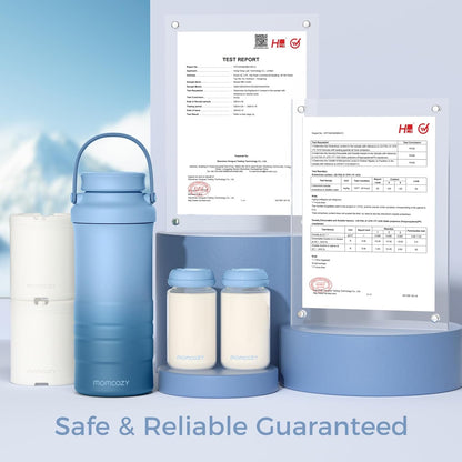 Momcozy 22oz Portable Breast Milk Cooler for Outdoor, Life Saver with 360° Total Cooling for 24 Hours, Larger Capacity Travel Breastmilk Chiller with 2pcs Baby Bottles for Breastmilk Storage