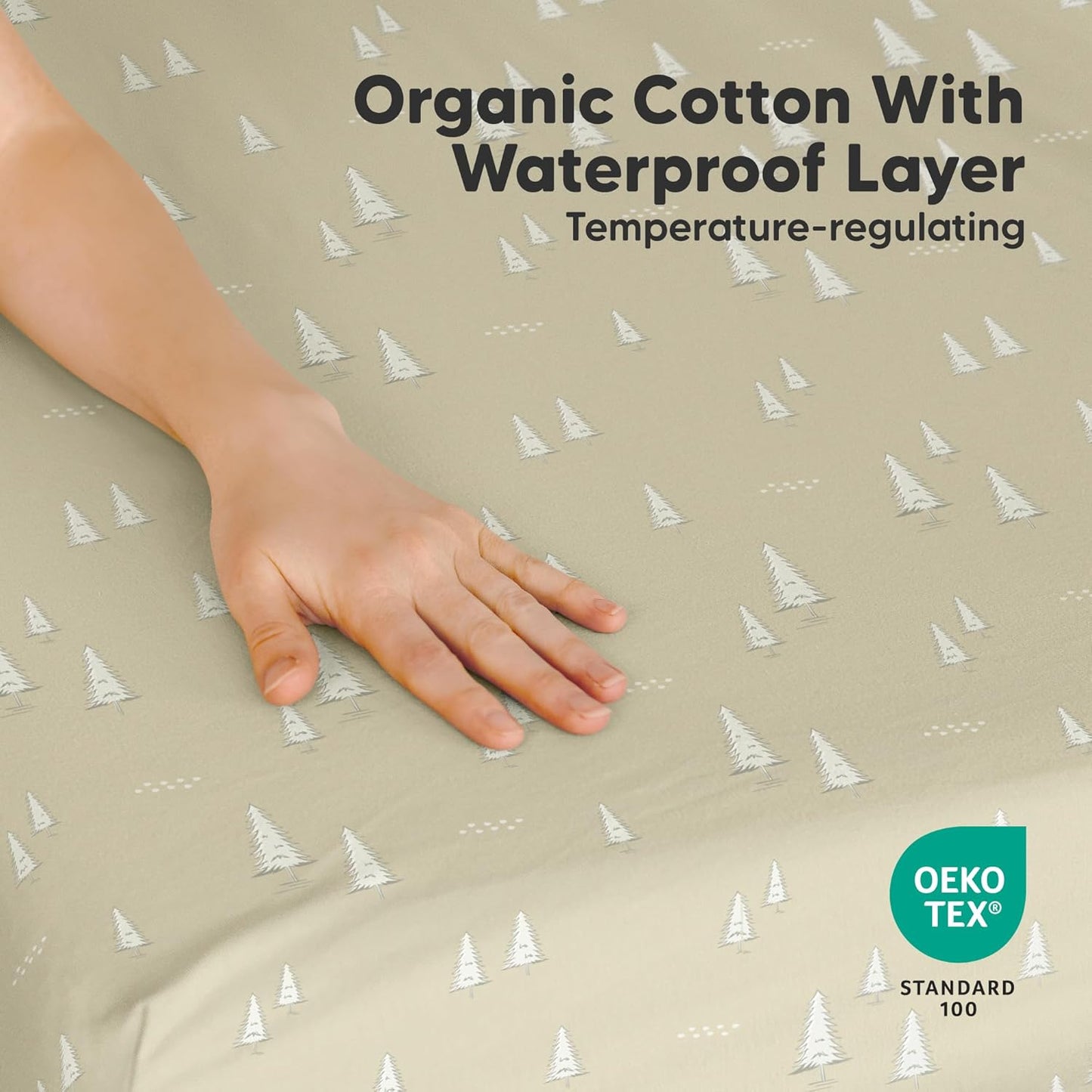 2 Pack and Play Sheets, Waterproof Mini Crib Sheets Fitted - 38x26 Organic Cotton Pack N Play Sheets for Graco Pack and Play Mattress, Playard Baby Crib Sheets,Neutral for Boy,Girl,Toddler(KeaSafari)