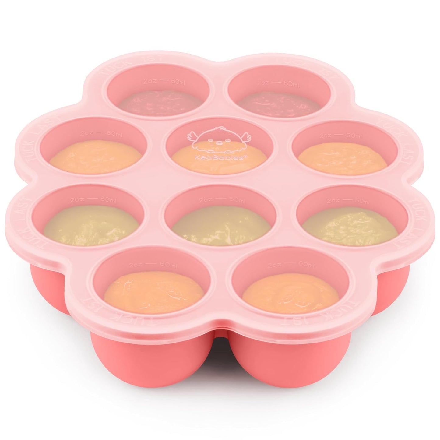 KeaBabies Silicone Food Freezer Trays with Lid, 2oz x 10 Pods Baby Food Storage Containers, Easy Puree Meal Prep, Breast Milk Silicone Freezer Molds, Dishwasher, Microwave Safe, BPA-Free (Chai Latte)