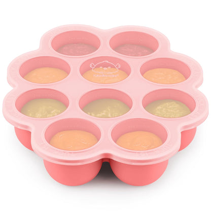 KeaBabies Silicone Food Freezer Trays with Lid, 2oz x 10 Pods Baby Food Storage Containers, Easy Puree Meal Prep, Breast Milk Silicone Freezer Molds, Dishwasher, Microwave Safe, BPA-Free (Chai Latte)