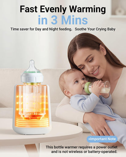 Bear Baby Bottle Warmer, Milk Warmer Breastmilk Bag Formula Fast Warming for New Born Baby Bottles, with Time Temp Control Automatic Shut Off at Home Use