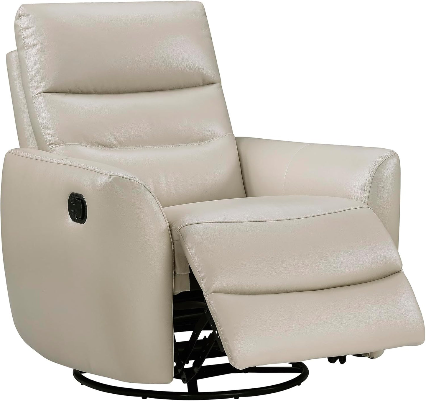 Lexicon 360 Degree Swivel Glider Reclining Chair, Manual Tab Pull Recliner, Leather Match Swivel Glider Recliner with Plush Foam, Sturdy Frame for Living Room/Office/Bedroom, Taupe