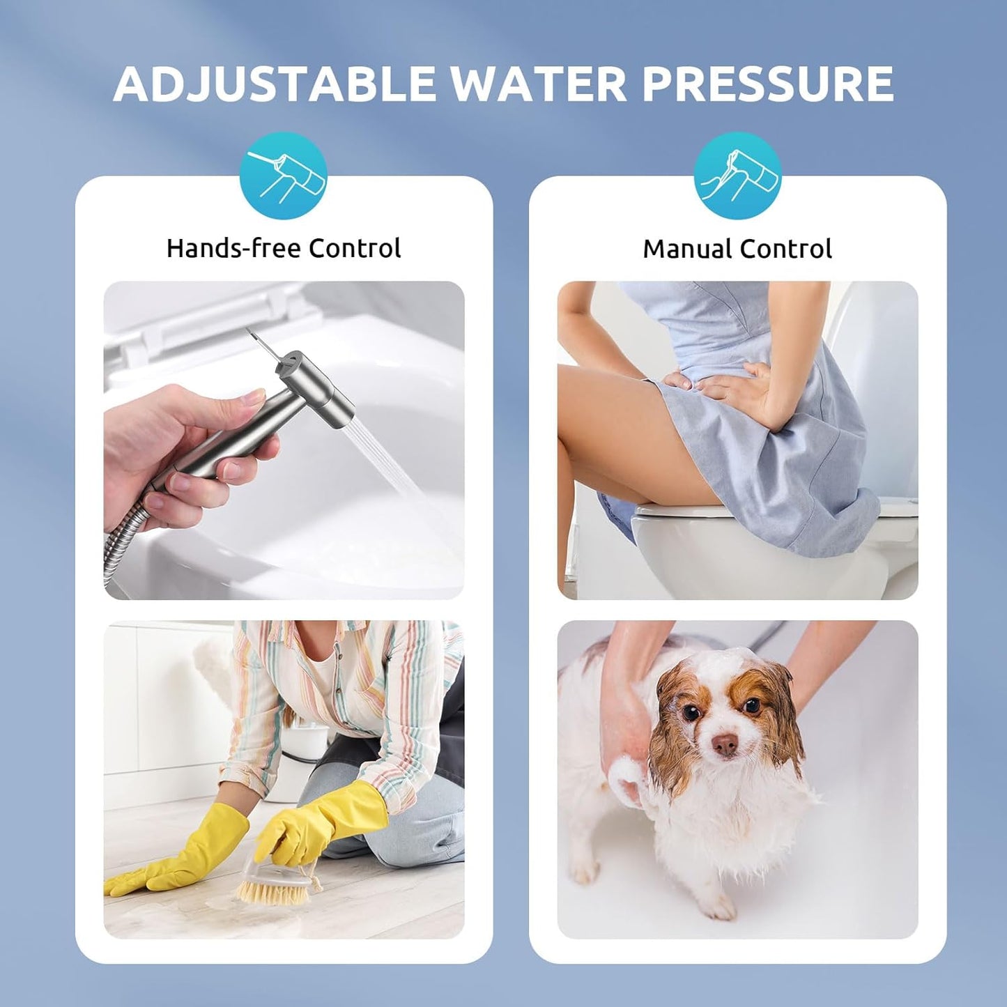 BRITULIF Handheld Bidet Sprayer for Toilet, Jet Sprayer for Toilet Muslim Shower, Adjustable Cloth Diaper Sprayer Bidets Attachment for Toilet, Toilet Bidet Sprayer with Bidet Hose for Feminine Wash