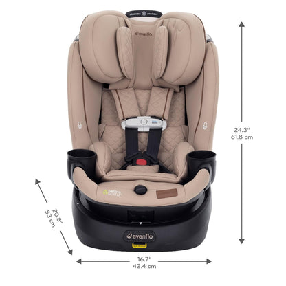 Evenflo Revolve360 Slim 2-in-1 Rotating Car Seat with Green & Gentle Fabric (Travertine)