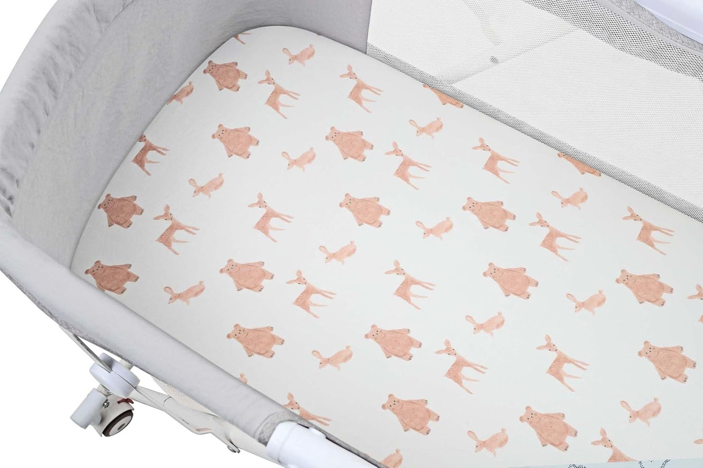 Onacosht Stretchy Bassinet Sheets 33" x 19" Compatible with Mika Micky, KoolaBaby (3 in 1), BabyBond, HARPPA and RICUTON Bedside Bassinet, 3 Pack for Baby Boy and Girl, Pink Floral