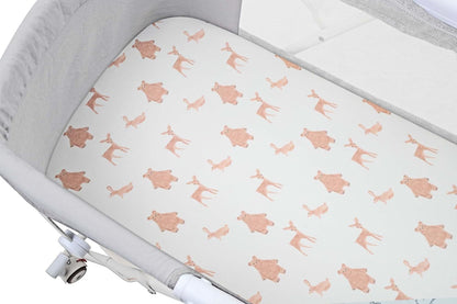 Onacosht Stretchy Bassinet Sheets 33" x 19" Compatible with Mika Micky, KoolaBaby (3 in 1), BabyBond, HARPPA and RICUTON Bedside Bassinet, 3 Pack for Baby Boy and Girl, Pink Floral