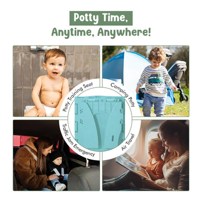 Teo - Portable Toddler Travel Potty – Foldable, Lightweight, Leak-Proof Toilet for Kids with Travel Bag & Disposable Liners – Compact Potty Chair for Home & On-the-Go Use (Sailboat Blue)