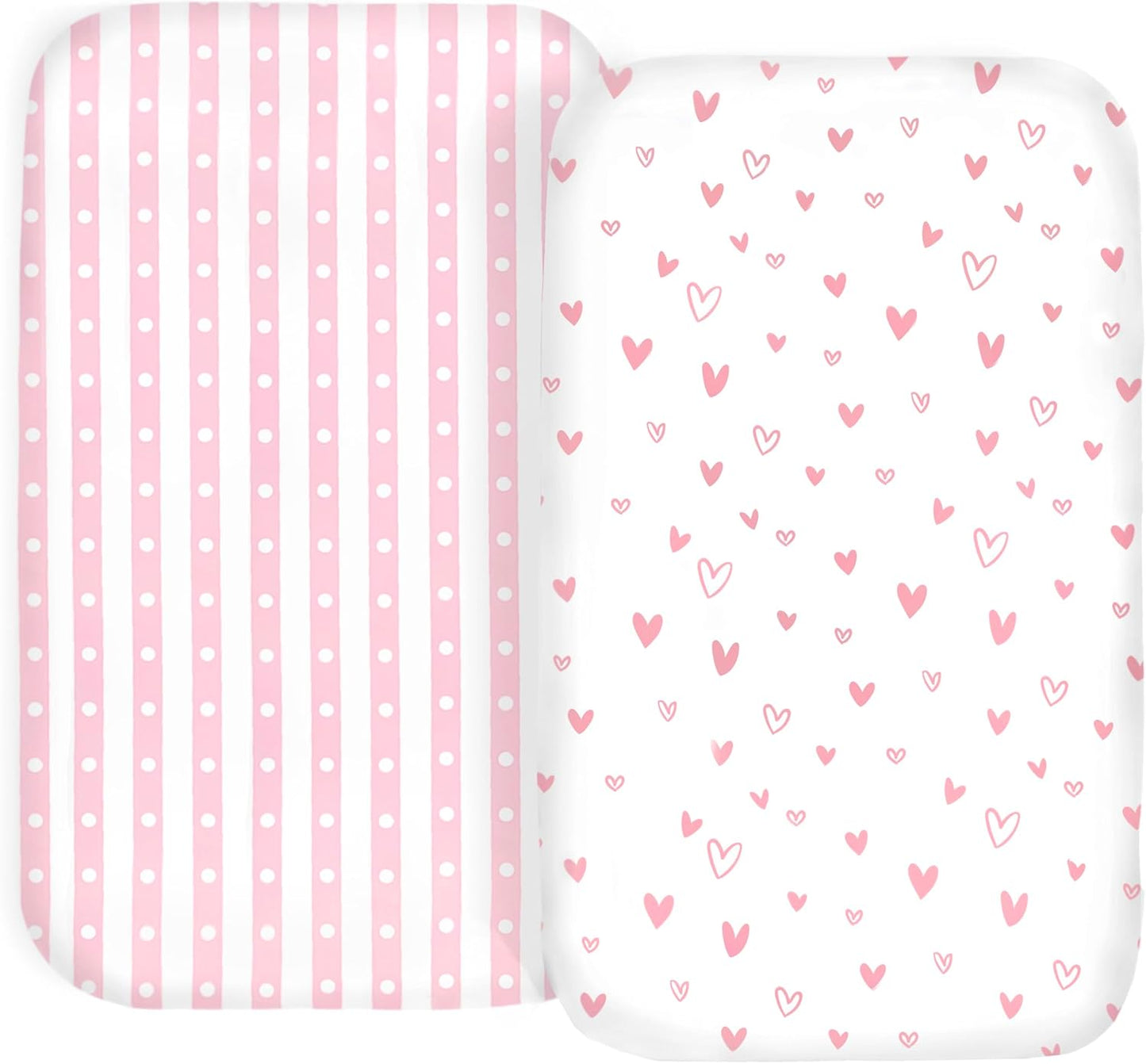 100% Organic Cotton 2 Pk Bedside Sleeper Bassinet Fitted Mattress Sheets Perfectly Compatible with Mika Micky, Baby Delight, Ronbei, Chicco, Cloud Baby, AMKE, Angelbliss, Arm's Reach. Cloud, Stripe