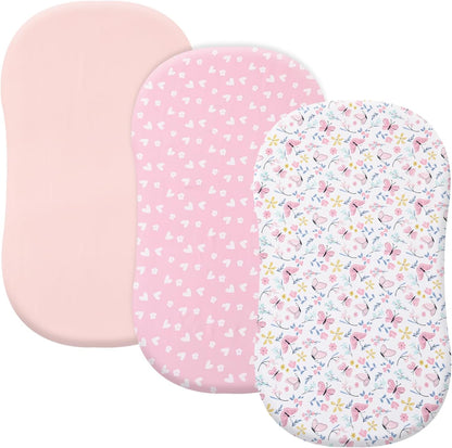 PHF 3 Pack Soft Mini Crib Sheets, Floral & Animal Pack N Play Sheets for Baby Boys Girls, No Slip Universal Fit for Pack N Play, Playard, Portable and Mini Crib Mattresses,Floral & Animal