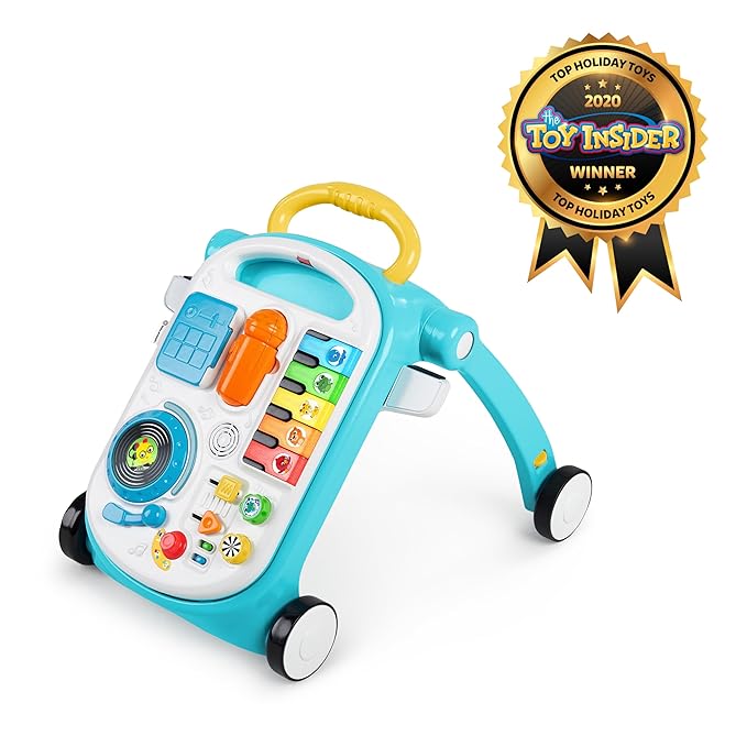 Baby Einstein Musical Mix ‘N Roll 4-in-1 Push Walker, Activity Center, Toddler Table & Floor Toy, 100+ Songs & Phrases, DJ Station with Piano