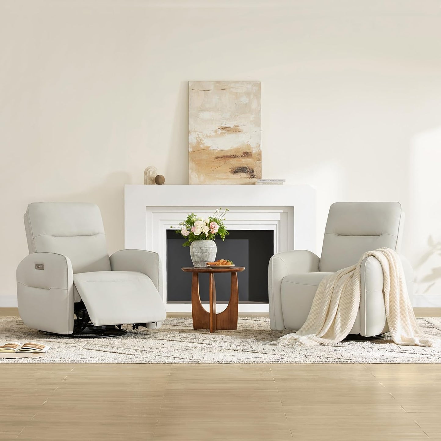 CHITA Power Recliner Chair, Faux Leather Swivel Glider for Adults, Electric Nursery Rocking Chair with USB & Type-C Charging for Living Room, Bedroom, Chocolate Brown