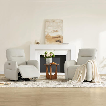 CHITA Power Recliner Chair, Faux Leather Swivel Glider for Adults, Electric Nursery Rocking Chair with USB & Type-C Charging for Living Room, Bedroom, Chocolate Brown