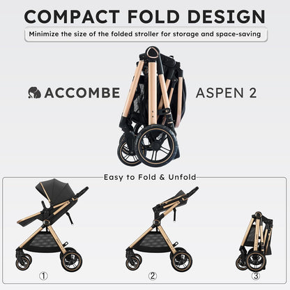 Accombe 2 in 1 Baby Stroller, Convertible Bassinet Pushchair for Infants and Newborns 0-36 Months