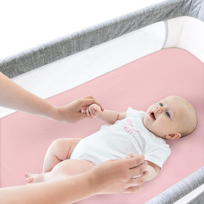 Bassinet Sheets Fit for Simmons Kids By The Bed City Sleeper Bassinet(Twins), Moses Basket and Hospital Bassinet, 100% Cotton, 2 Pack, Gray and White Print - Colors B