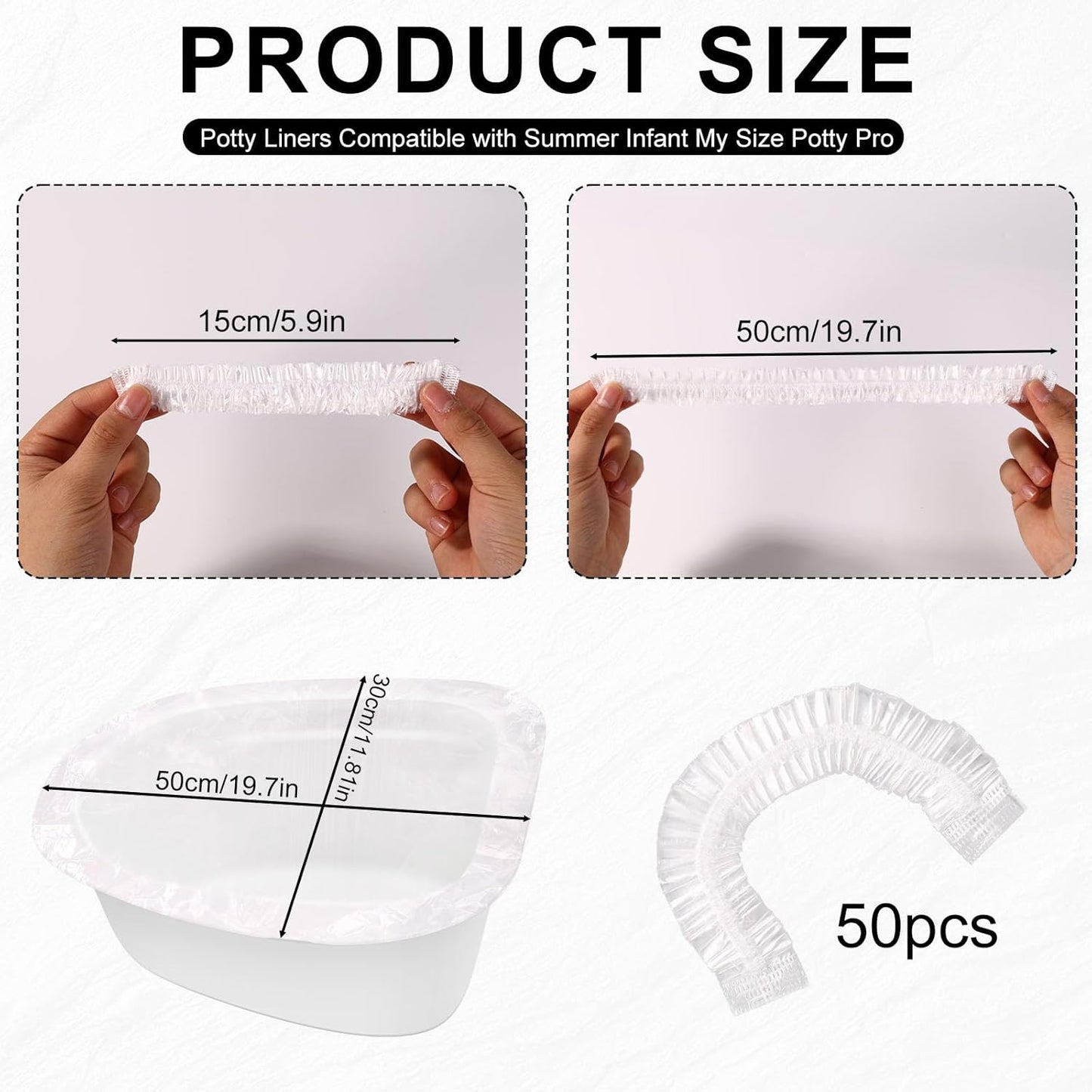 100pcs Single Use Potty Liners Compatible with Summer Infant My Size Potty Pro, Portable Training Pee Toilet Bags Elastic Fit Toilet Seat Cover for Toddler Potties Chair Travel Portable Toilets