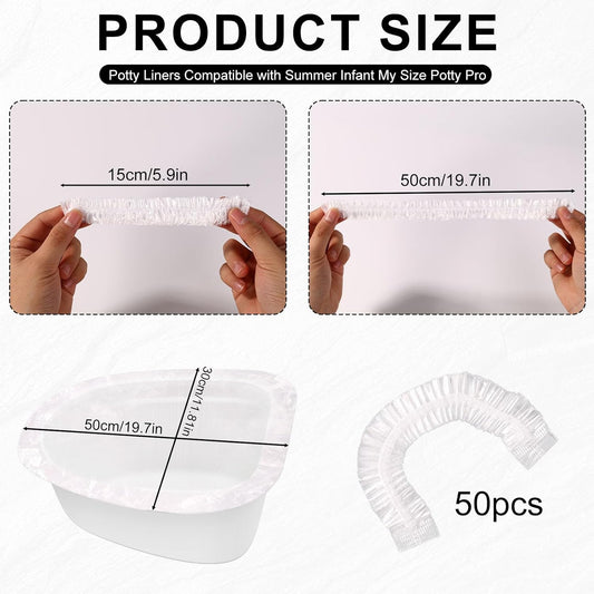 100pcs Single Use Potty Liners Compatible with Summer Infant My Size Potty Pro, Portable Training Pee Toilet Bags Elastic Fit Toilet Seat Cover for Toddler Potties Chair Travel Portable Toilets