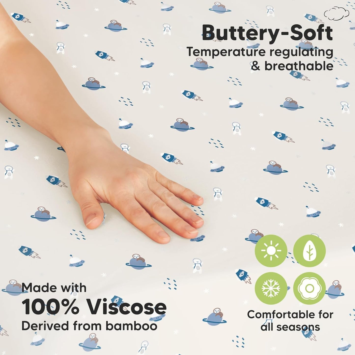 2-Pack Waterproof Pack and Play Sheets, Mini Crib Sheets Fitted for Boy, Girl - 38 x 26 Viscose from Bamboo Pack N Play Mattress Sheets for Graco, Toddler Playard Baby Crib Sheets Neutral (Blue Flax) - Colors B