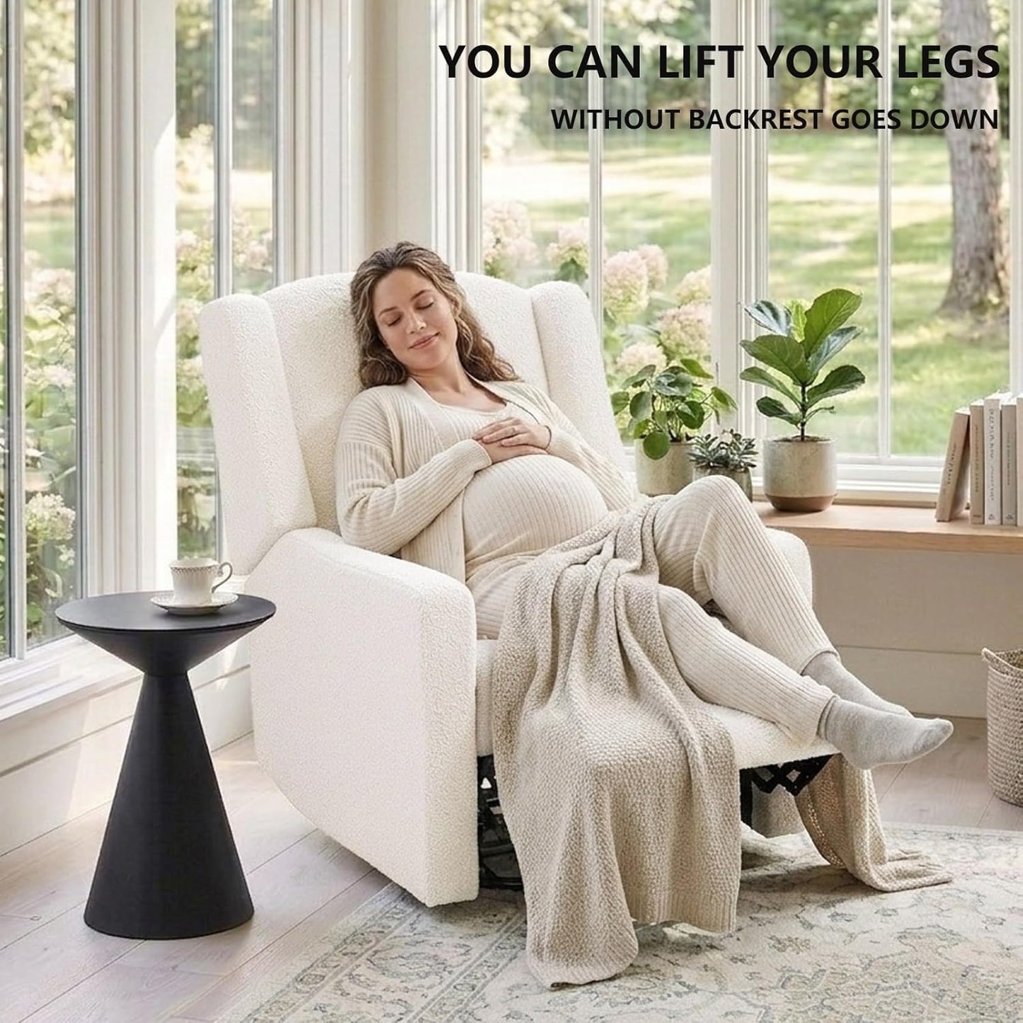 Power Recliner Chair Swivel Gilder Rocking Chairs Skin-Friendly Power Recliner Nursery Chair for Adults with Waist Pillow, USB Charging (Beige, Only Recliner Chair)