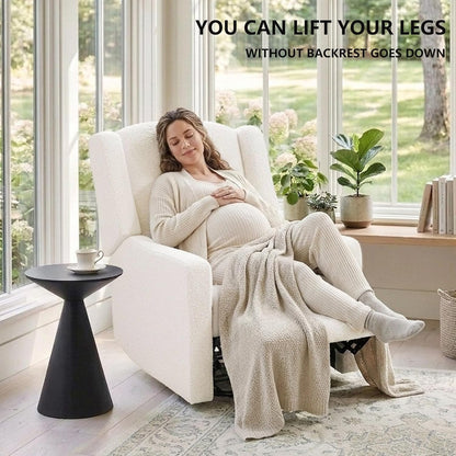 Power Recliner Chair Swivel Gilder Rocking Chairs Skin-Friendly Power Recliner Nursery Chair for Adults with Waist Pillow, USB Charging (Beige, Only Recliner Chair)