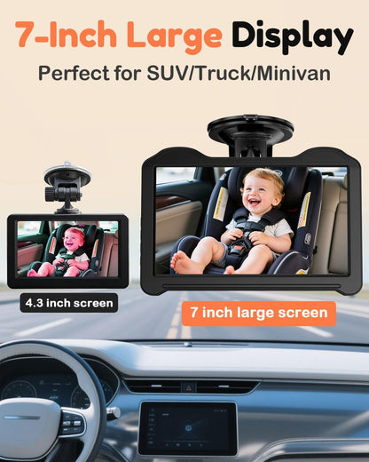 Dual Baby Car Camera for 2 Kids – 6.9” Split Screen Ultrawide HD Display with 2 Cameras, IR Night Vision, Easy Installation, Dual Car Camera Baby Monitor for Infant & Toddler Safety by Fodkh