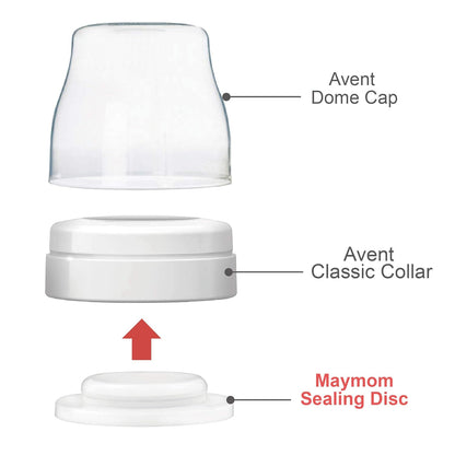 Maymom Screw Lids Aka Travel Caps with Rewritable Sealing Disc Compatible with Avent Bottle, Maymom Wide Mouth Bottles; Cap Replace Avent Natural Bottle Sealing Ring and Sealing Disc, 6pcs. (Blue)