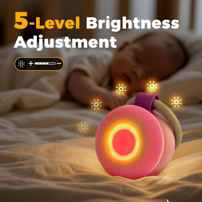 Portable Sound Machine - White Noise Sound Machine for Baby, Travel Donut Sound Machine for Sleep, 15 Soothing Sounds & 7 Colors Night Light, Breathing, Baby Shusher, Registry Gift, Pink
