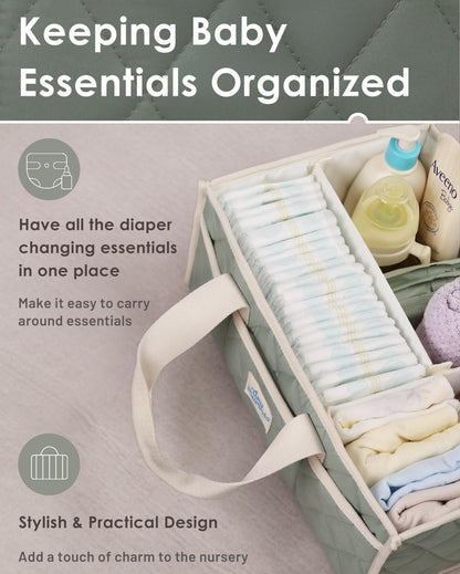 Tiny Marvels Diaper Caddy Organizer for New Parents, Baby Diaper Caddy with Water-Resistant Fabric, Structured Diaper Caddy Basket for Nursery, Car & Travel