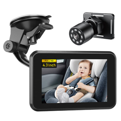 Itomoro Baby Car Camera USB Plug, 4.3" HD Car Baby Monitor with Camera Night Vision, Safety Seat Baby Car Mirror for Rear Facing 5 Mins Easy Installation