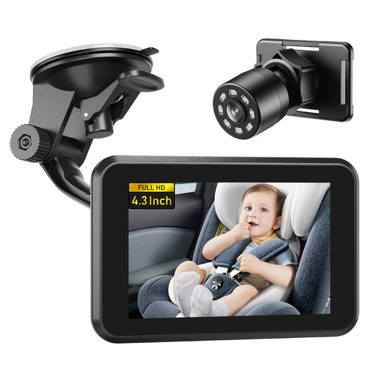 Itomoro Baby Car Camera USB Plug, 4.3" HD Car Baby Monitor with Camera Night Vision, Safety Seat Baby Car Mirror for Rear Facing 5 Mins Easy Installation