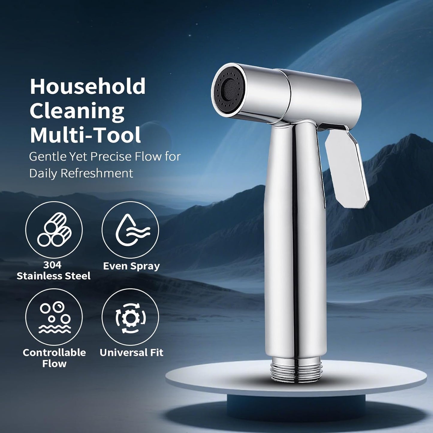 BARROCK 2 Pack Bidet Sprayer Head Only, Stainless Steel Handheld Shattaf Jet Spray for Toilet, Baby Cloth Diaper Sprayer with Adjustable Water Pressure Control, Brushed Nickel