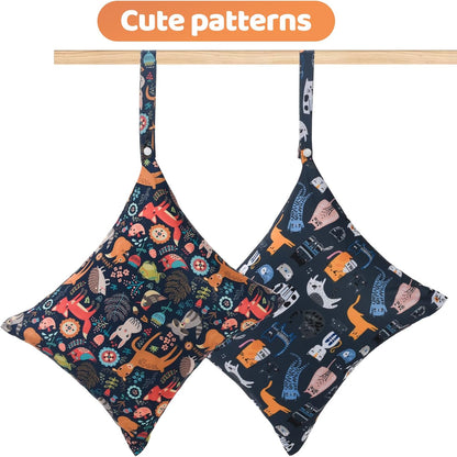 Wet Dry Bags 2-Pack with Cute Dolphin Print - Waterproof Travel Organizer for Swimming Pool Beach Gym Baby Cloth Diapers Swimwear with Dual Zippers