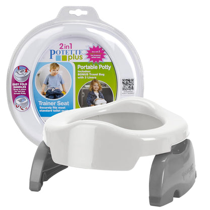 Kalencom Potette Plus 2-in-1 Travel Potty and Trainer Seat - Dual-Purpose Potty Training Toilet Seat - Portable Potty for Toddler Travel - with Durable, Lock-in Legs and Splash Guard - Pastel Mint