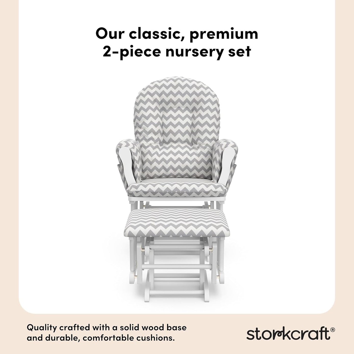 Storkcraft Premium Hoop Glider & Ottoman (Espresso/Gray Swirl) — GREENGUARD Gold Certified Nursery Glider, Solid Wood Craftsmanship, Smooth-Gliding Nursery Chair and Ottoman, Award-Winning - Colors A