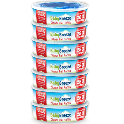 Diaper Pail Refill Bags Compatible with Playtex Diaper Genie- 1960 Count (7 Sets of 1 Pack) – by BabyBreeze