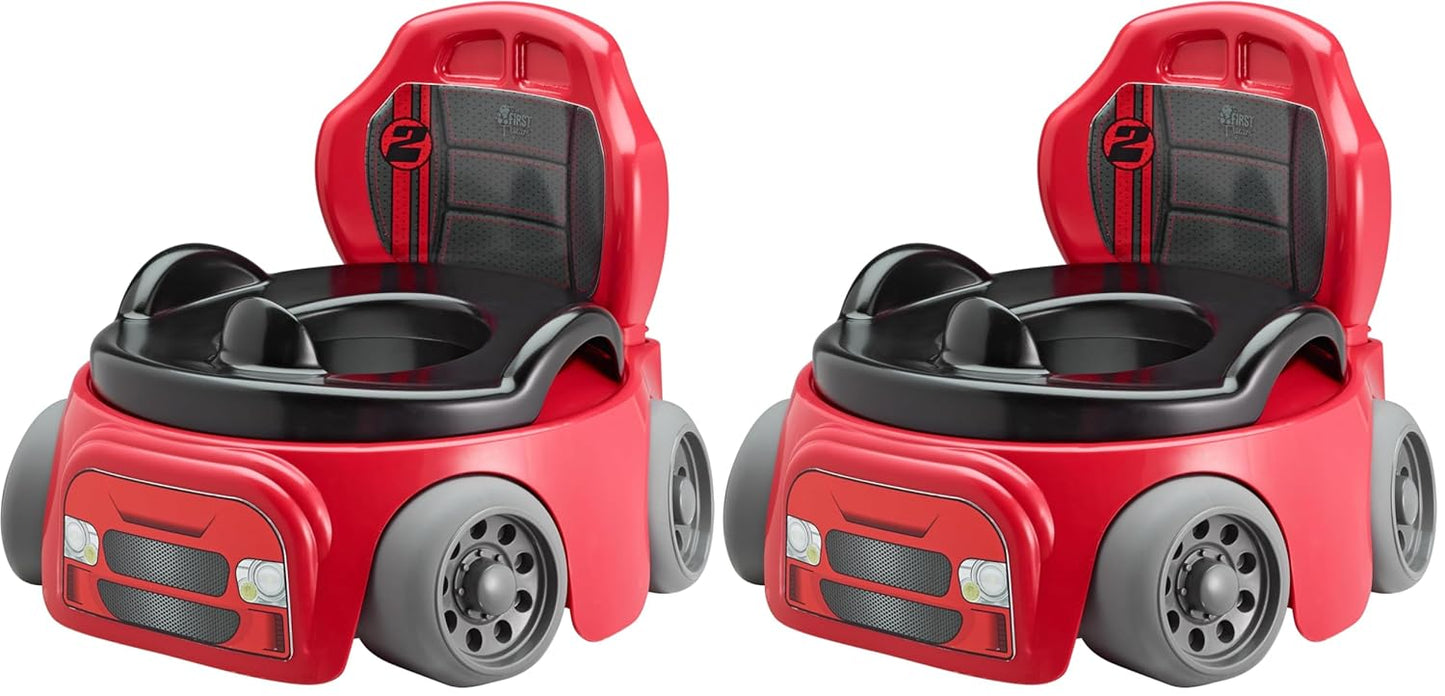 The First Years Training Wheels Racer Potty Training Toilet - Race Car Training Potty - Includes Detachable Toddler Toilet Seat and Kids Potty - Ages 18 Months and Up