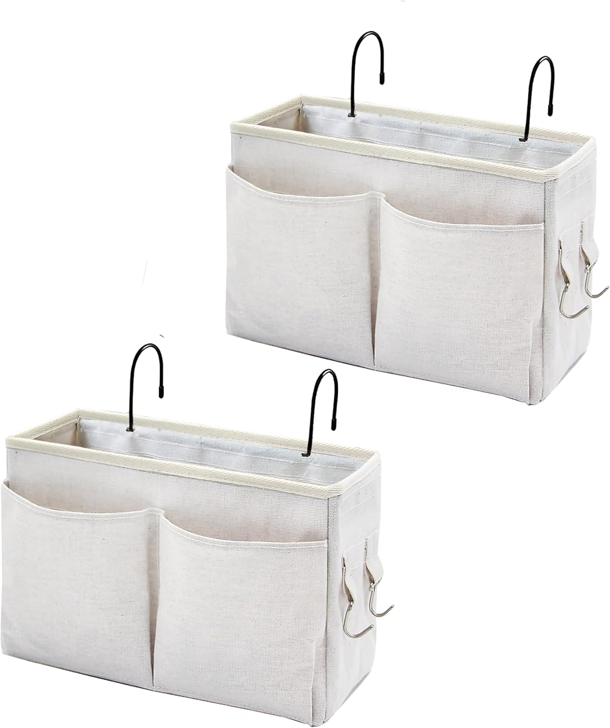 Bedside Caddy Organizer/Bedside Hanging Storage Bag Multi-Function Caddy for Bunk bed Hospital Beds Dorm Bed Rails, Holders Books Glasses Phones Magazine(White)